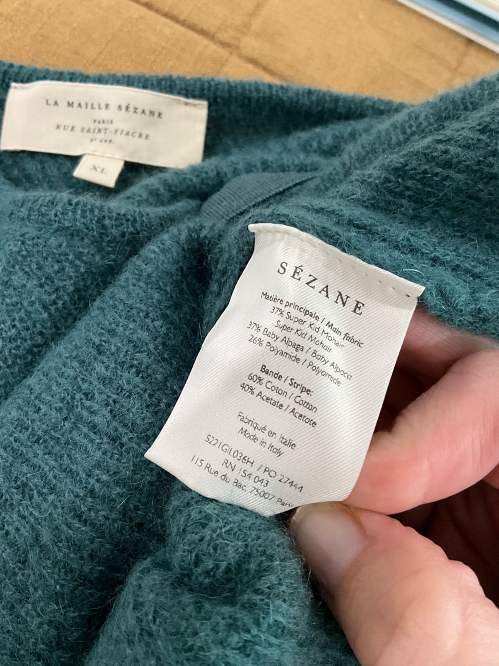Sezane Women's Ribbed Green Button Down Cardigan Size XL - Picture 8 of 9